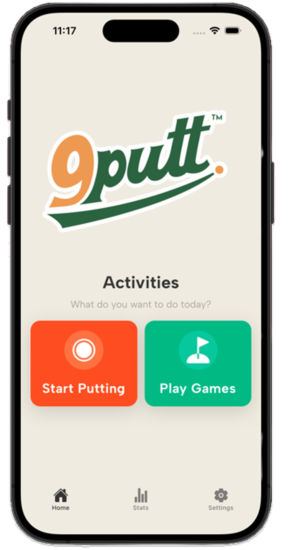 9Putt app home screen on iPhone