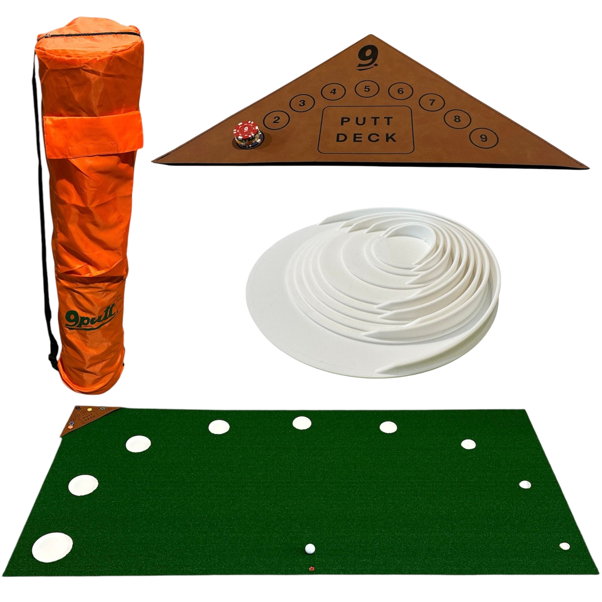 9Putt mat and included accessories